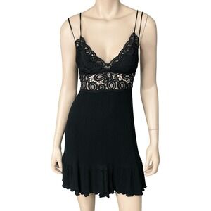 Victorias Secret PINK Babydoll Nightie Lingerie Women XS Black Lace Short